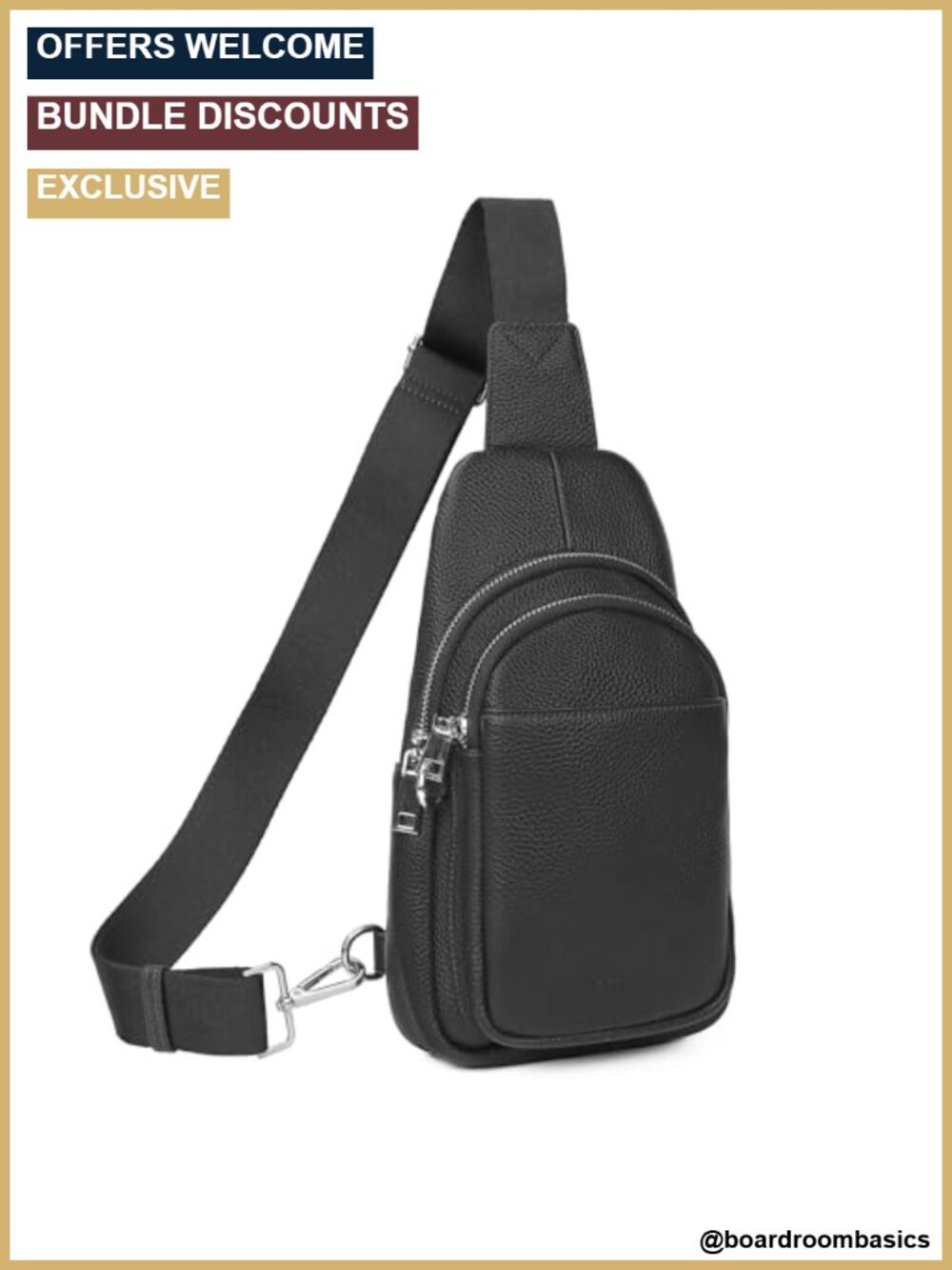 Genuine Leather Sling Bag Crossbody Chest Bag RFID Anti-Theft Travel Purse